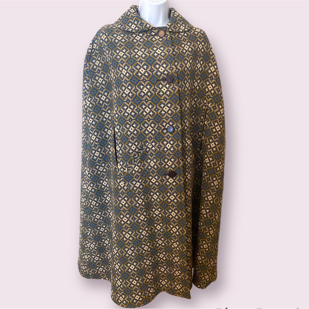 Welsh Woven Brocade Cape Coat, Skirt and Purse Welshman Woollens